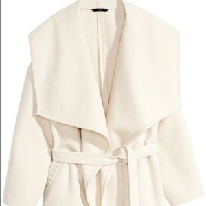 Winter white H&M waterfall felt coat